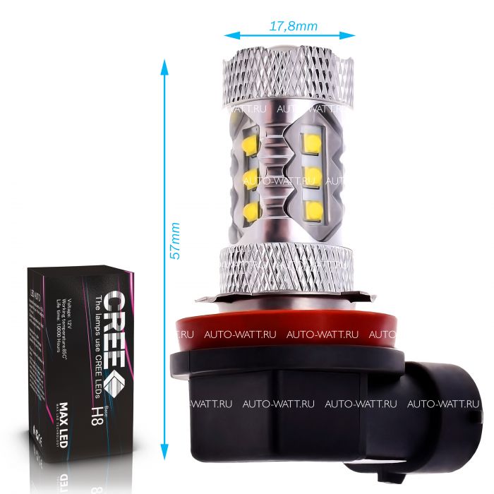 Светодиодная лампа H8 – 16 CREE 80W