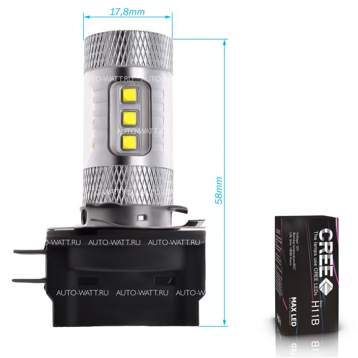 Светодиодная лампа H11B – 16 CREE 80W