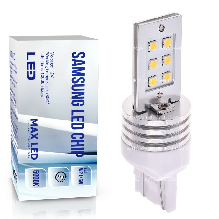 Светодиодная лампа W21/5W 7443 – Max-Samsung Chip 12W Белая