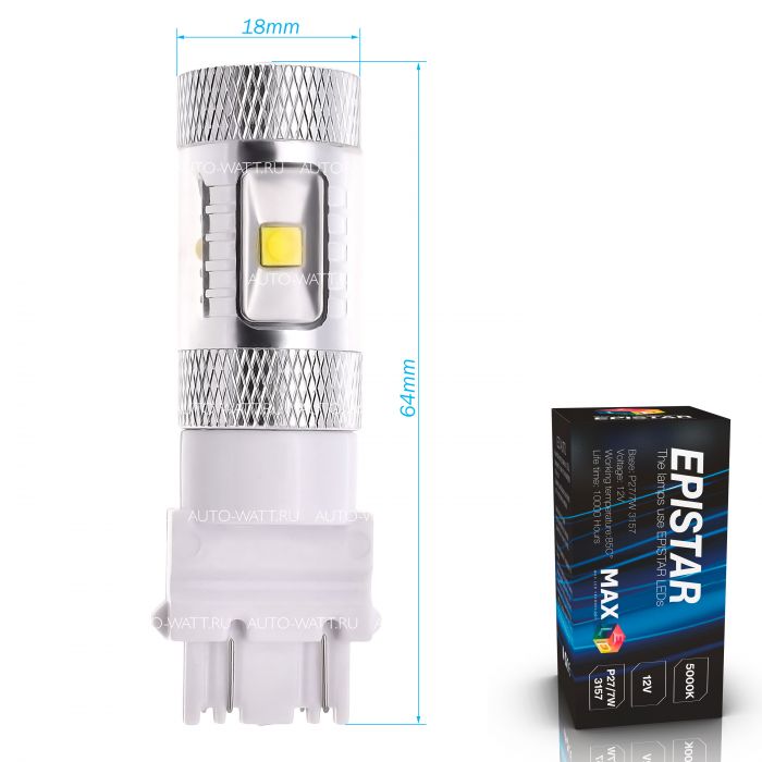 Светодиодная лампа P27/7W 3157 – 6 EPISTAR 30W Белая