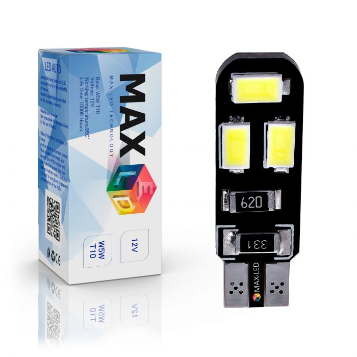 Светодиодная лампа T10 W5W – Max-Road B 6Led 3W Белая