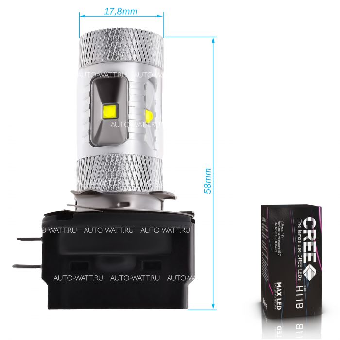 Светодиодная лампа H11B – 6 CREE XB 30W+Линза
