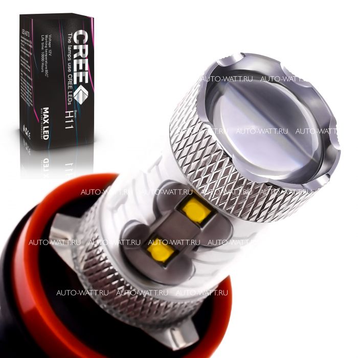 Светодиодная лампа H11 – 10 CREE Линза 50W