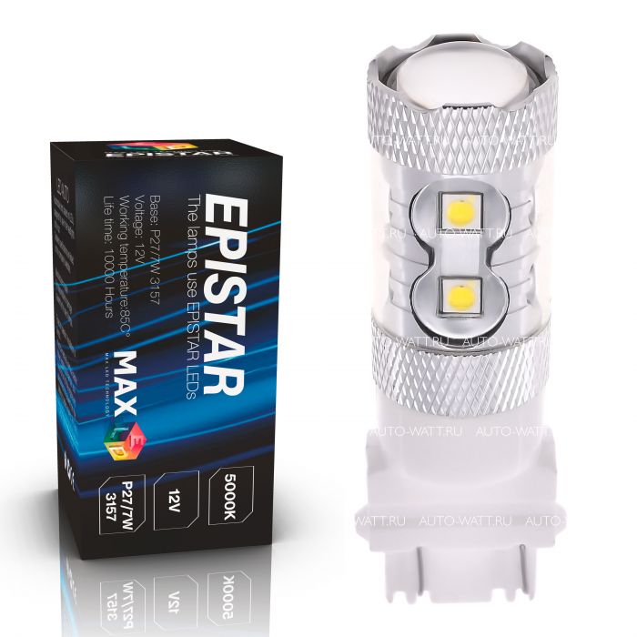 Светодиодная лампа P27/7W 3157 – 10 EPISTAR 50W Белая