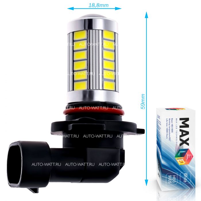 Светодиодная лампа HB3 9005 – Max-Road 33Led Линза 13W