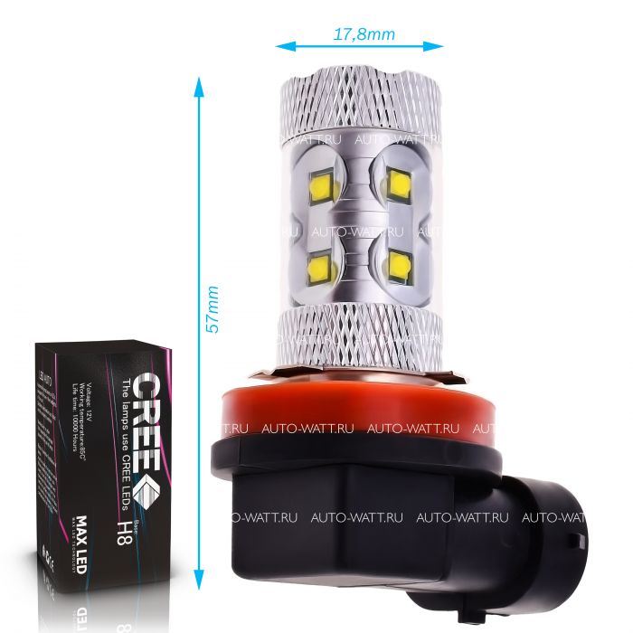Светодиодная лампа H8 – 10 CREE 50W