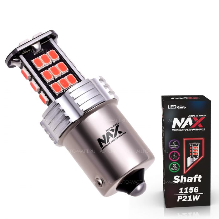 Светодиодная лампа P21W 1156 – NAX Shaft 15W Красная (1шт)