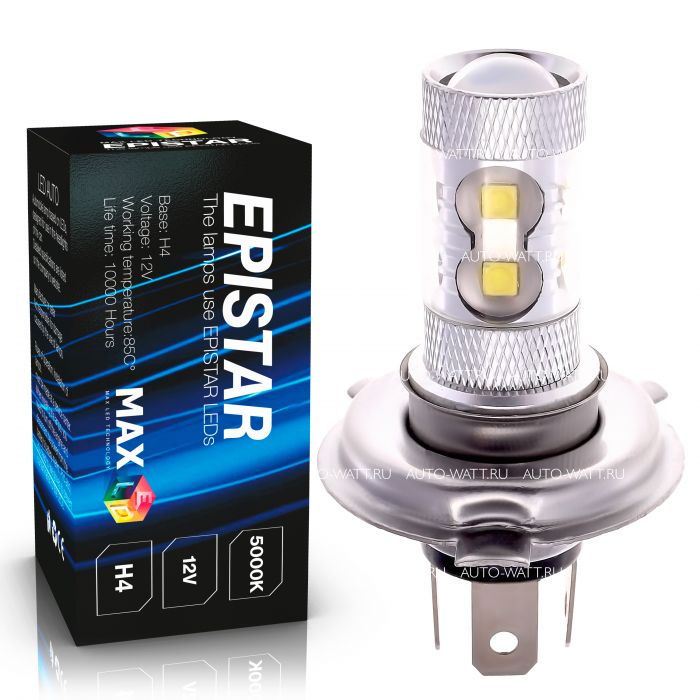 Светодиодная лампа H4 – 10 EPISTAR Линза 50W