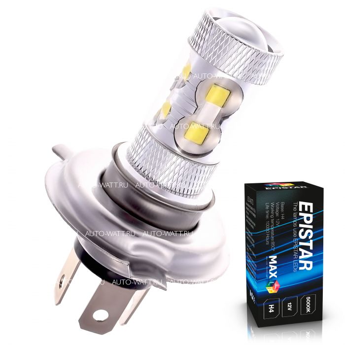 Светодиодная лампа H4 – 10 EPISTAR Линза 50W