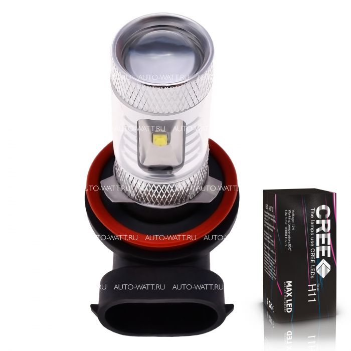 Светодиодная лампа H11 – 6 CREE XB Линза 30W