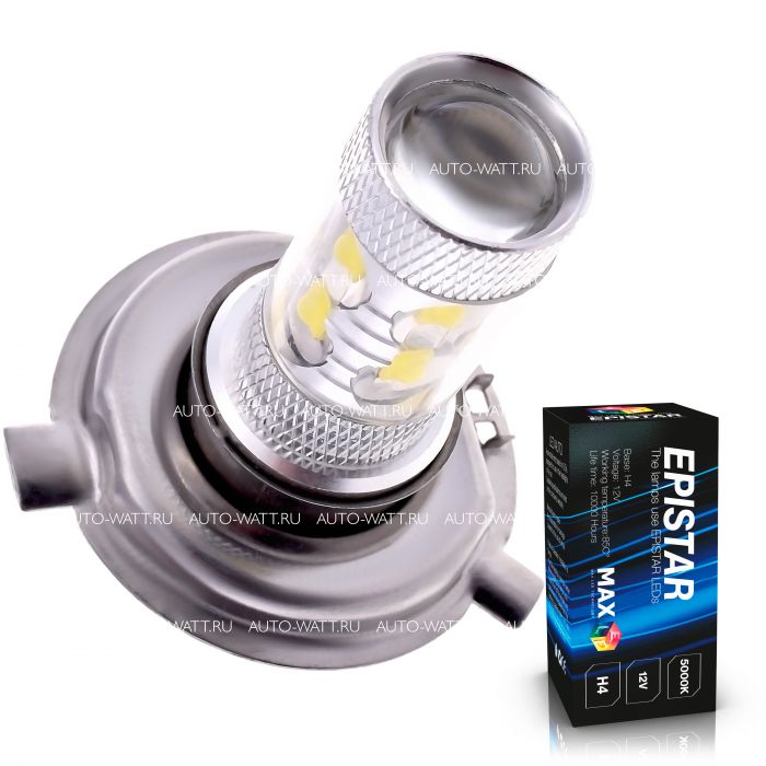 Светодиодная лампа H4 – 10 EPISTAR Линза 50W