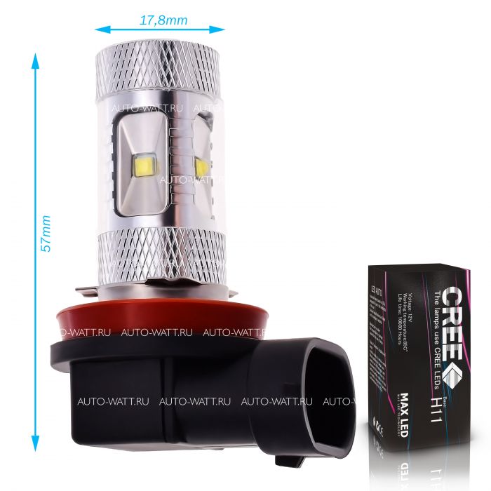 Светодиодная лампа H11 – 6 CREE XB Линза 30W