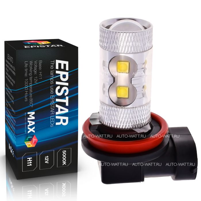Светодиодная лампа H11 – 10 EPISTAR Линза 50W