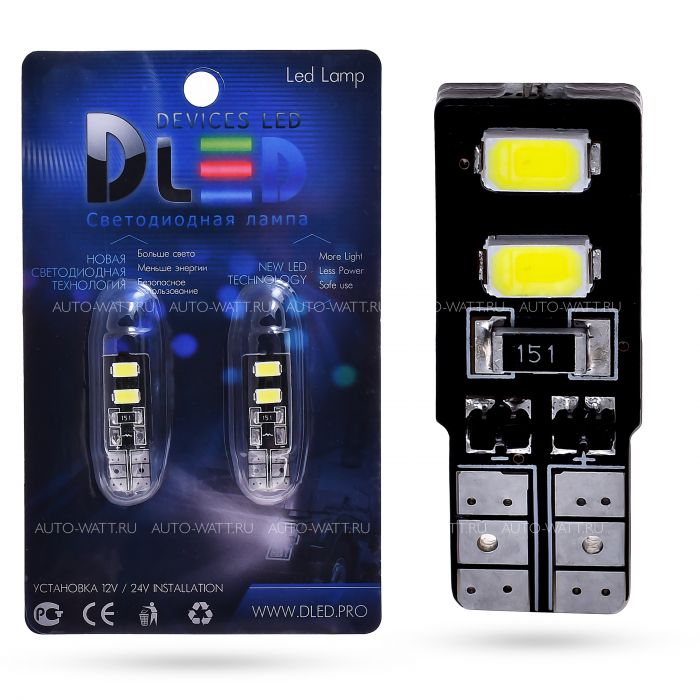 Светодиодная лампа T10 W5W – 4 SMD5630 1.6W Обманка