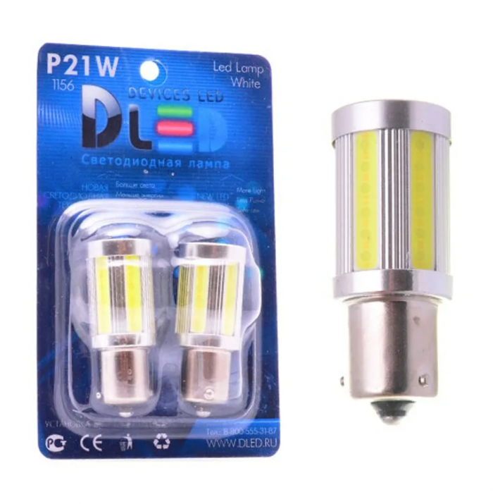 Светодиодная лампа P21W 1156 – 7 COB 24W Белая