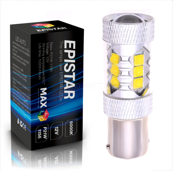 Светодиодная лампа P21/5W 1157 – 16 EPISTAR 80W Белая