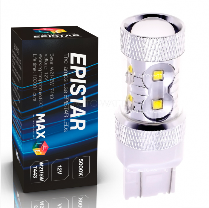 Светодиодная лампа W21/5W 7443 – 10 EPISTAR 50W Белая