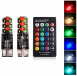 Светодиодные лампочки T10 W5W – 8 COB RGB 4Вт с пультом Многоцветные (2шт)