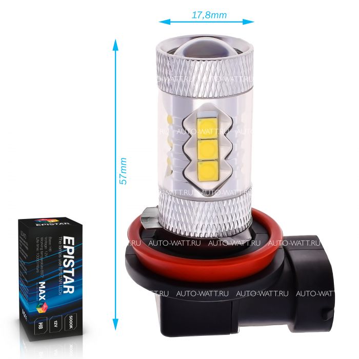 Светодиодная лампа H8 – 16 EPISTAR 80W