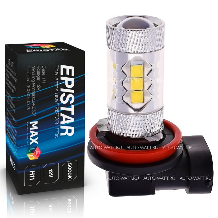 Светодиодная лампа H11 – 16 EPISTAR Линза 80W