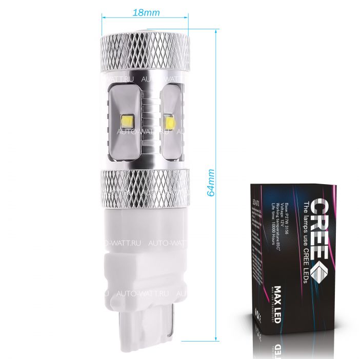 Светодиодная лампа P27W 3156 – 6 CREE XB 30W Белая