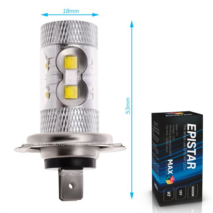 Светодиодная лампа H7 – 10 EPISTAR 50W
