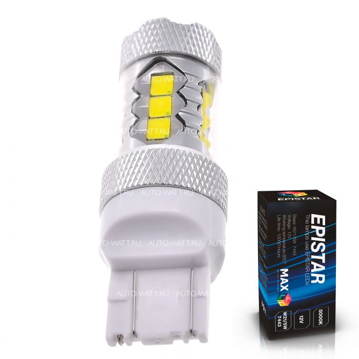 Светодиодная лампа W21/5W 7443 – 16 EPISTAR 80W Белая
