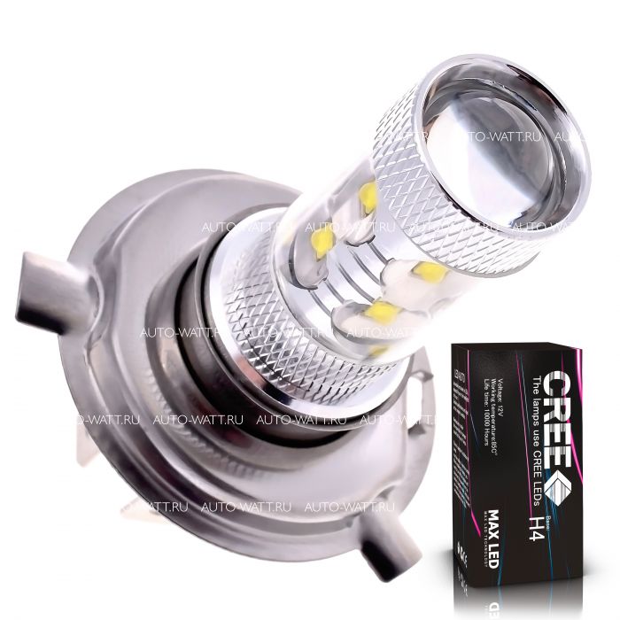 Светодиодная лампа H4 – 10 CREE Линза 50W