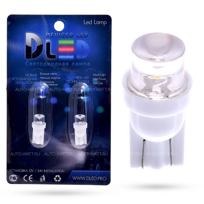 Светодиодная лампа T10 W5W – 1 Dip-Led 0.1W Цилиндр