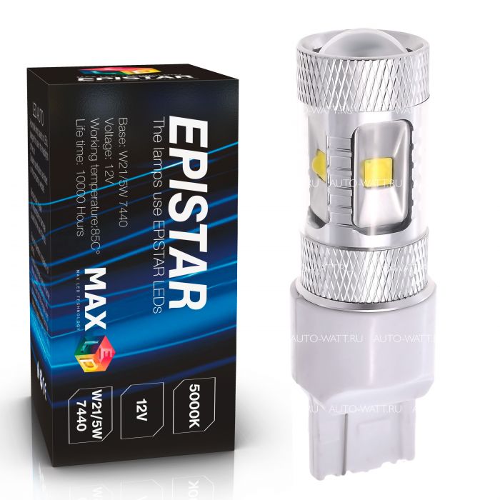 Светодиодная лампа W21W 7440 – 6 EPISTAR 30W Белая