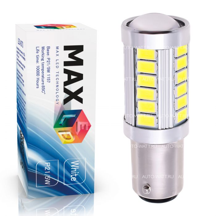 Светодиодная лампа P21/5W 1157 – Max-Road 33Led Линза 13W Белая