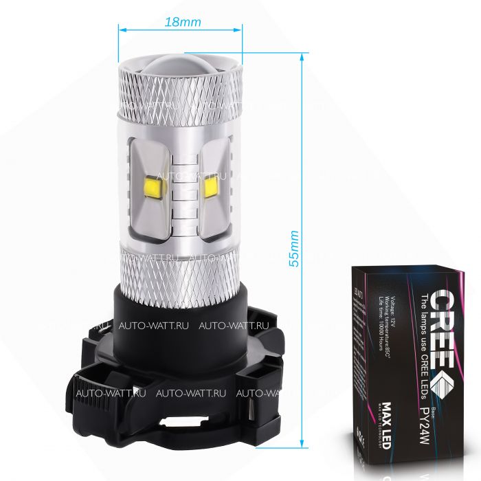 Светодиодная лампа PY24W – 6 CREE XB 30W Линза