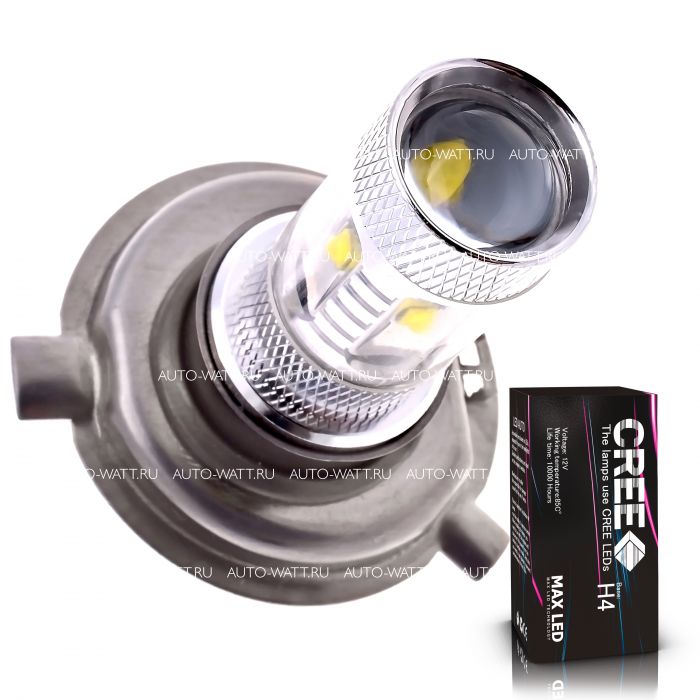 Светодиодная лампа H4 – 6 CREE XB Линза 30W