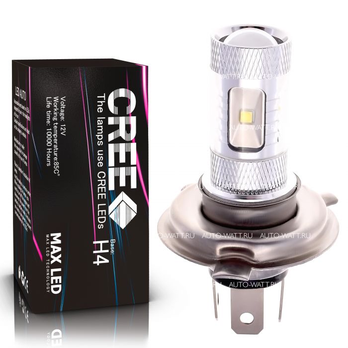 Светодиодная лампа H4 – 6 CREE XB Линза 30W