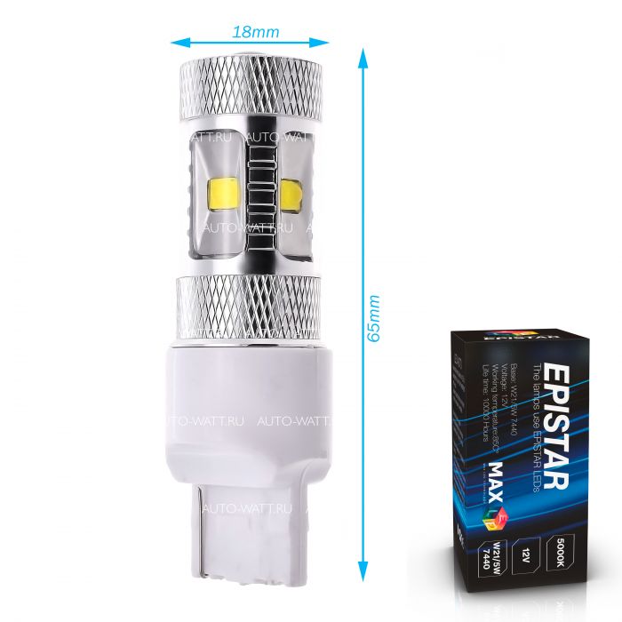 Светодиодная лампа W21W 7440 – 6 EPISTAR 30W Белая