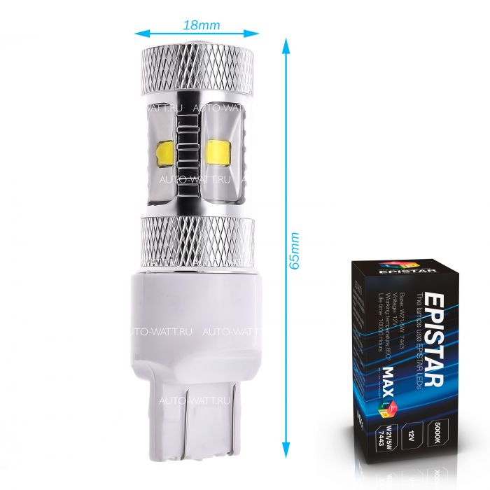 Светодиодная лампа W21/5W 7443 – 6 EPISTAR 30W Белая