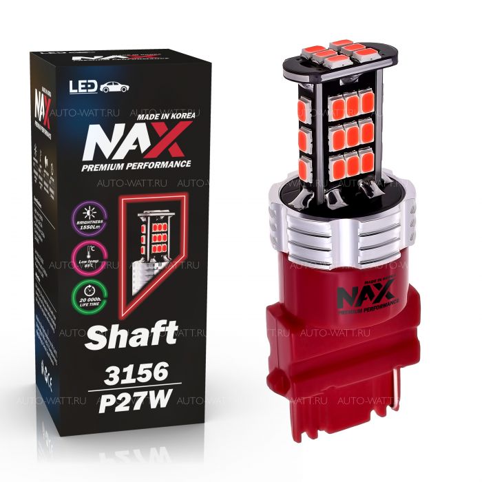 Светодиодная лампа P27W 3156 – NAX Shaft 15W Красная (1шт)
