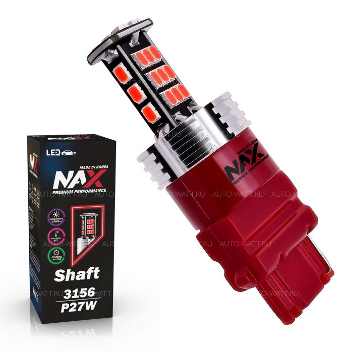 Светодиодная лампа P27W 3156 – NAX Shaft 15W Красная (1шт)