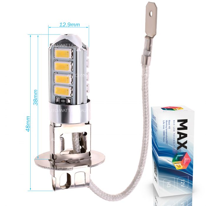 Светодиодная лампа H3 – Max-Road 12Led Белая 6W