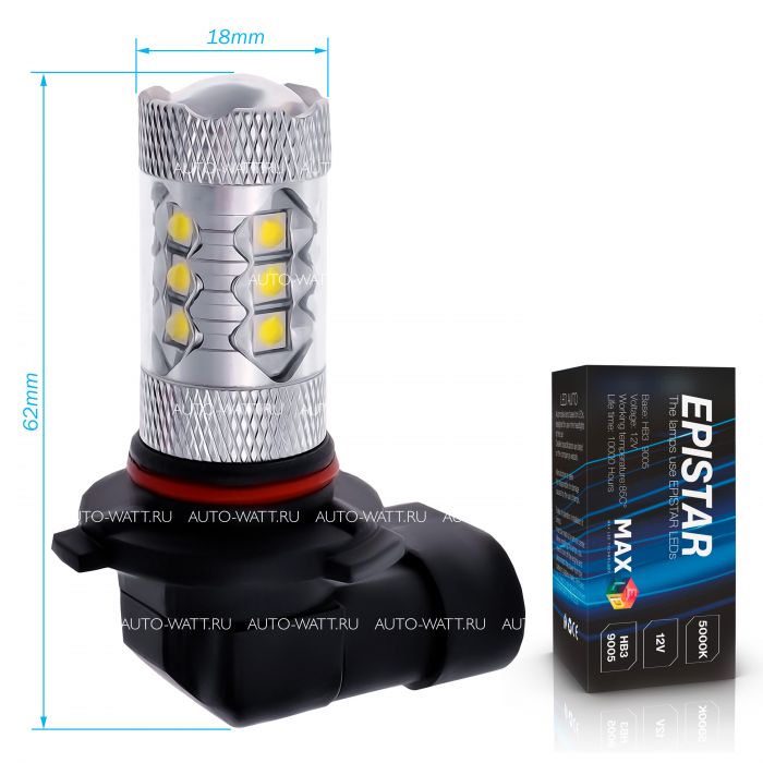 Светодиодная лампа HB3 9005 – 16 EPISTAR 80W