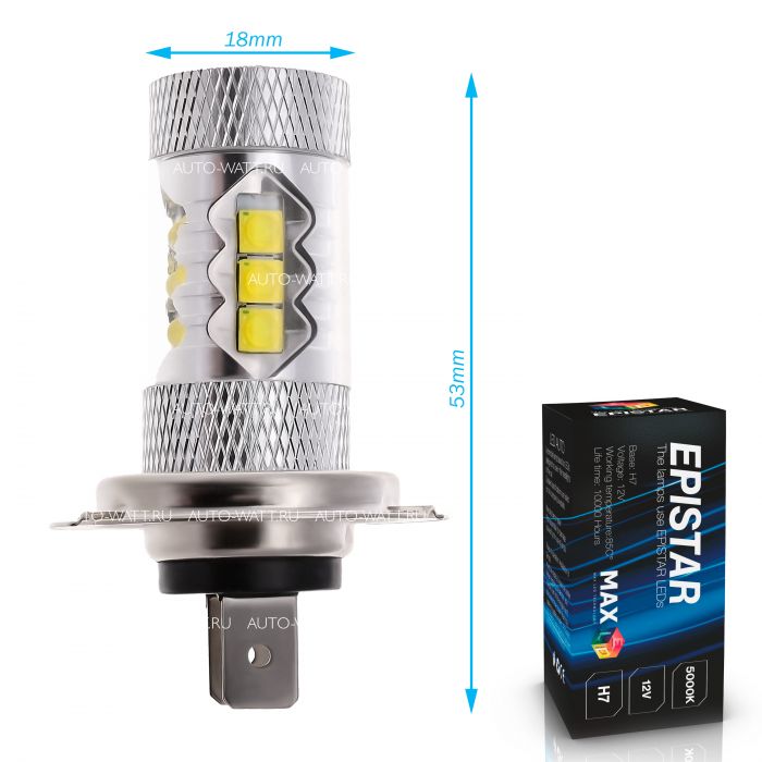 Светодиодная лампа H7 – 16 EPISTAR 80W