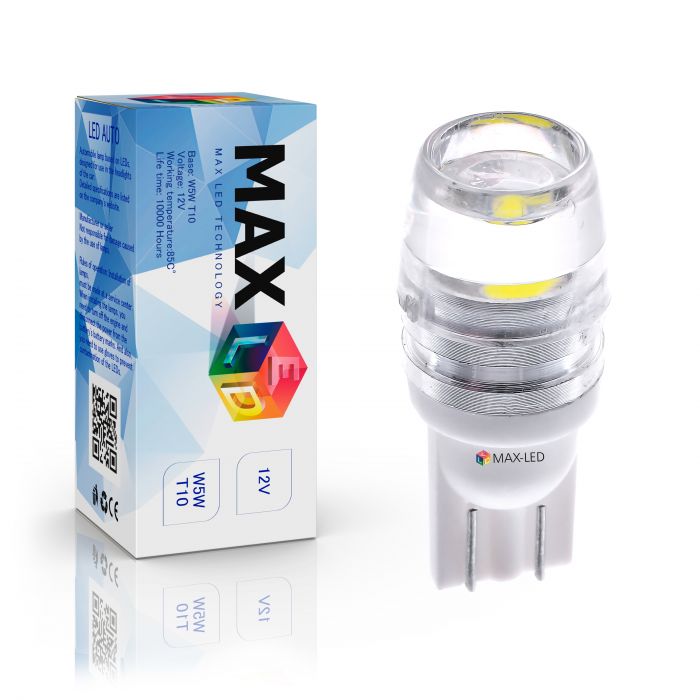 Светодиодная лампа T10 W5W – Max-5730 1,5W Линза 360 Белая