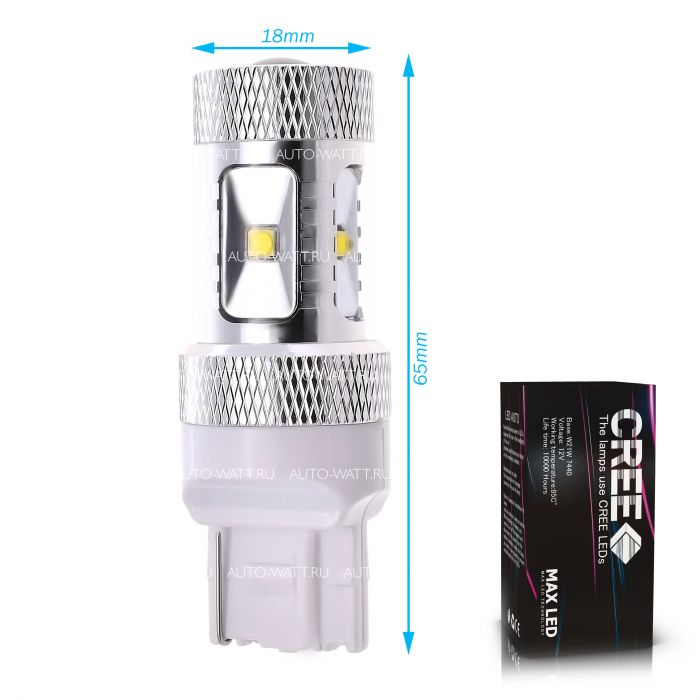 Светодиодная лампа W21W 7440 – 6 CREE XB 30W Белая