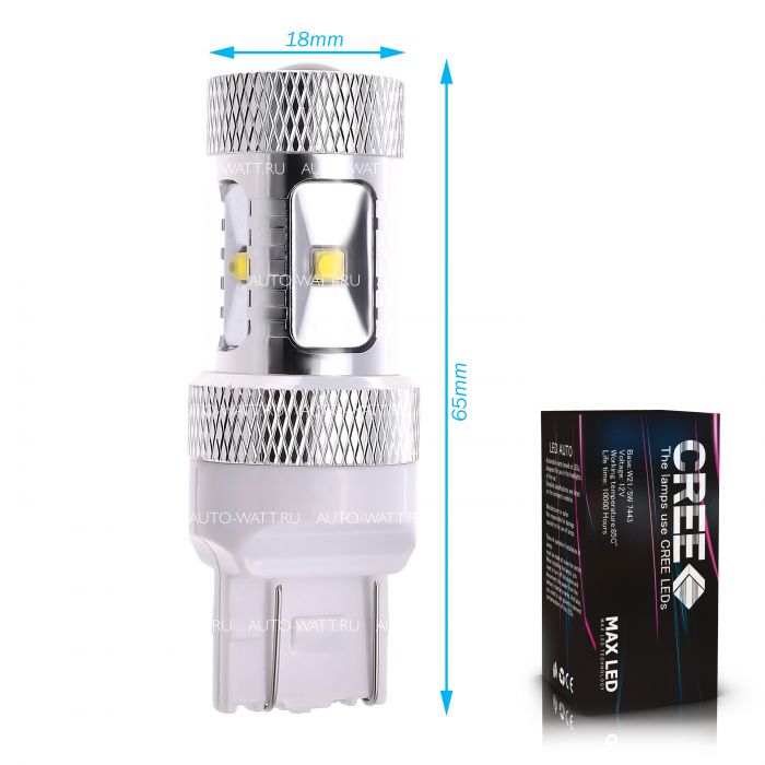 Светодиодная лампа W21/5W 7443 – 6 CREE XB 30W Белая