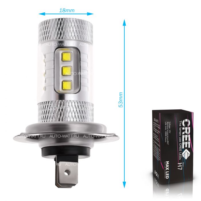 Светодиодная лампа H7 – 16 CREE 80W