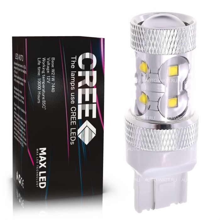 Светодиодная лампа W21W 7440 – 10 CREE 50W Белая