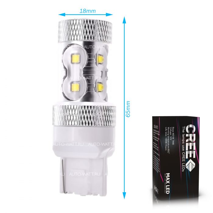 Светодиодная лампа W21W 7440 – 10 CREE 50W Белая