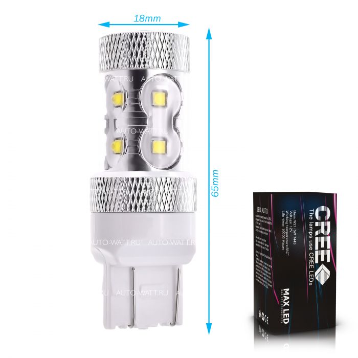 Светодиодная лампа W21/5W 7443 – 10 CREE 50W Белая