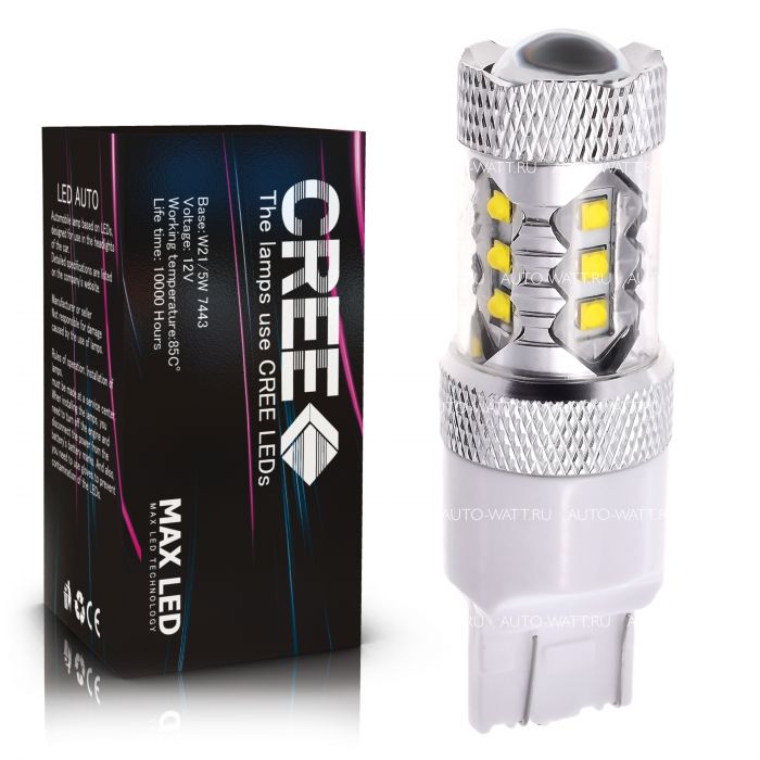 Светодиодная лампа W21/5W 7443 – 16 CREE 80W Белая