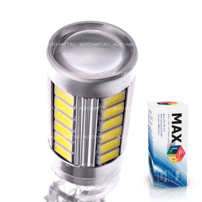 Светодиодная лампа P27/7W 3157 – Max-Road 33Led Линза 13W Белая